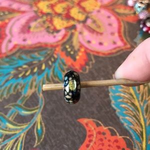 Troll Bead-Authentic-Black Flower Mosiac